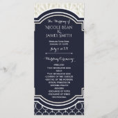 Nautisch Elegant Navy White Beach Wedding Programm Programmakaart (Voorkant)