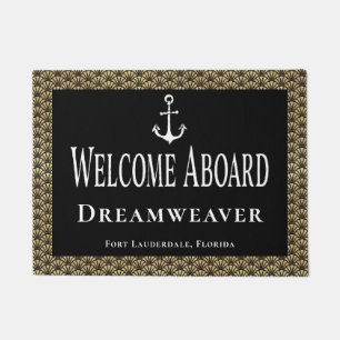 Nautisch elegant welkomstbord Boat Naam Anchor Deurmat