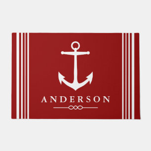 Nautisch Elegant Wit Anker Gepersonaliseerd Deurmat