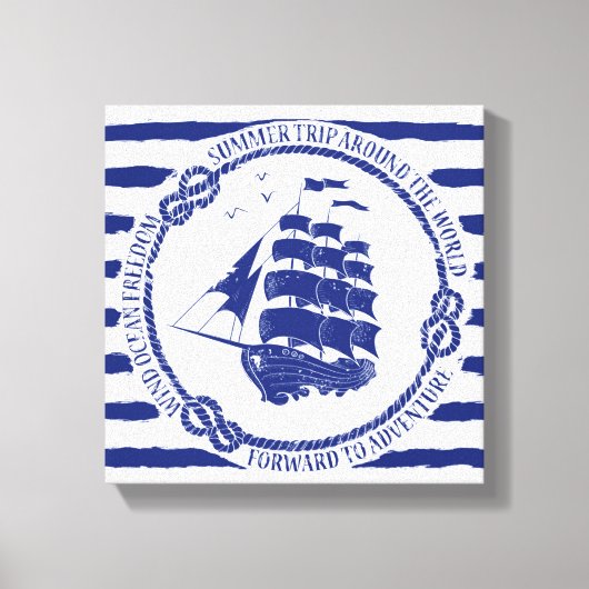 Nautisch embleem met zeilschip canvas afdruk (Voorkant)