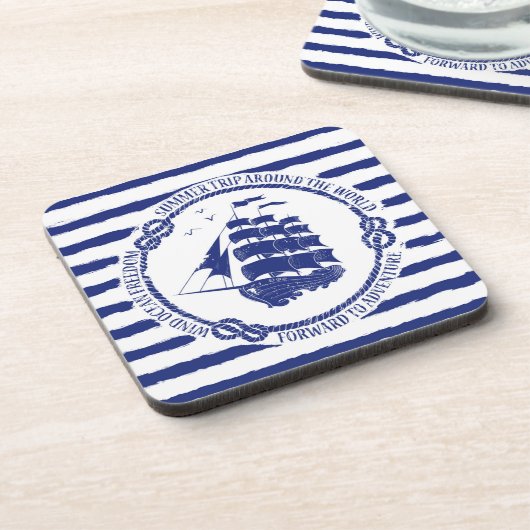 Nautisch embleem met zeilschip drankjes onderzetter (Linkerzijde)