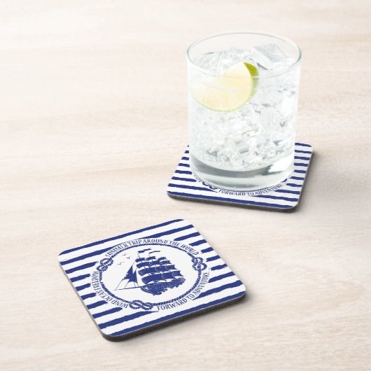 Nautisch embleem met zeilschip drankjes onderzetter (Rechterzijde)