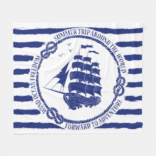 Nautisch embleem met zeilschip fleece deken (Voorkant (Horizontaal))