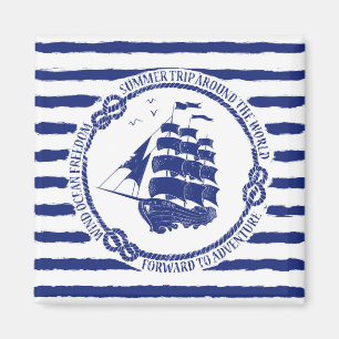 Nautisch embleem met zeilschip magneet