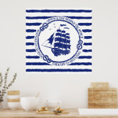 Nautisch embleem met zeilschip poster (Keuken)