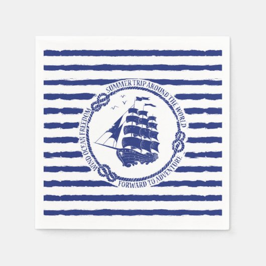 Nautisch embleem met zeilschip servet (Voorkant)