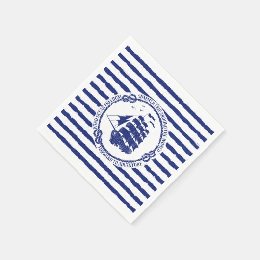 Nautisch embleem met zeilschip servet (Hoek)