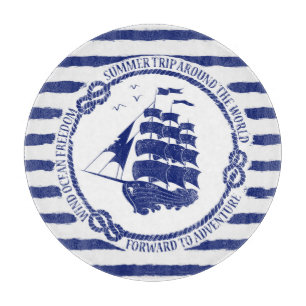 Nautisch embleem met zeilschip snijplank