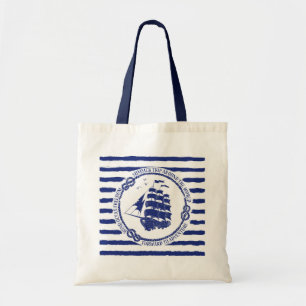 Nautisch embleem met zeilschip tote bag