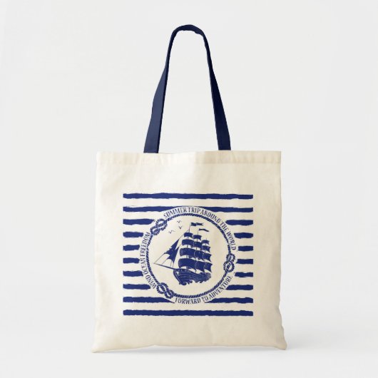 Nautisch embleem met zeilschip tote bag (Voorkant)
