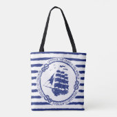 Nautisch embleem met zeilschip tote bag (Achterkant)