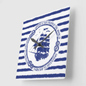 Nautisch embleem met zeilschip vierkante klok (Hoek)