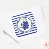 Nautisch embleem met zeilschip vierkante sticker (Envelop)