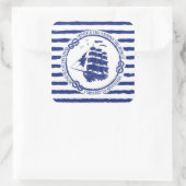 Nautisch embleem met zeilschip vierkante sticker (Tas)