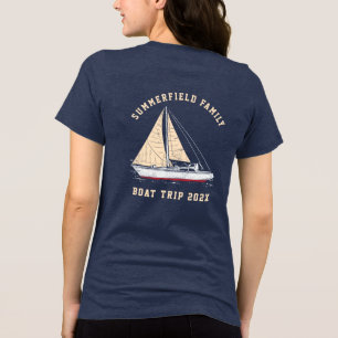 Nautisch familiebootreisontwerp op maat Tri-Blend shirt