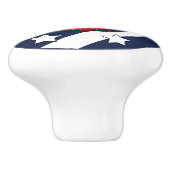 Nautisch | Faux Red Glitter | Witte sterren Keramische Knop (Zijkant)