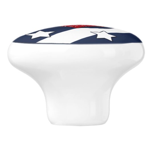 Nautisch | Faux Red Glitter | Witte sterren Keramische Knop (Zijkant)