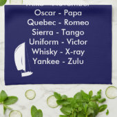 Nautisch fonetisch alfabet Navy Blue Yachting Theedoek (Gevouwen)