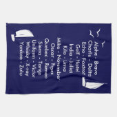 Nautisch fonetisch alfabet Navy Blue Yachting Theedoek (Horizontaal)