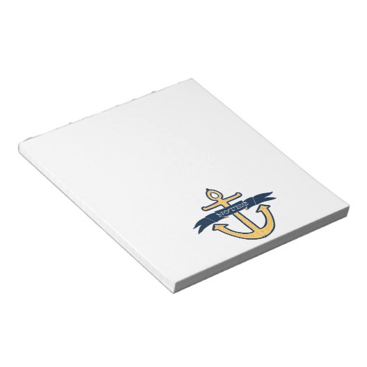 Nautisch geel anker notitieblok (Schuin)