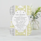 Nautisch geel en grijs anker vis windvaan kaart (Staand voorkant)