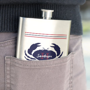 Nautisch gemerkt rood marineblauw witte krab  flacon
