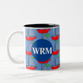 Nautisch Gepersonaliseerd Monogram Koffie Mok Zeil (Links)