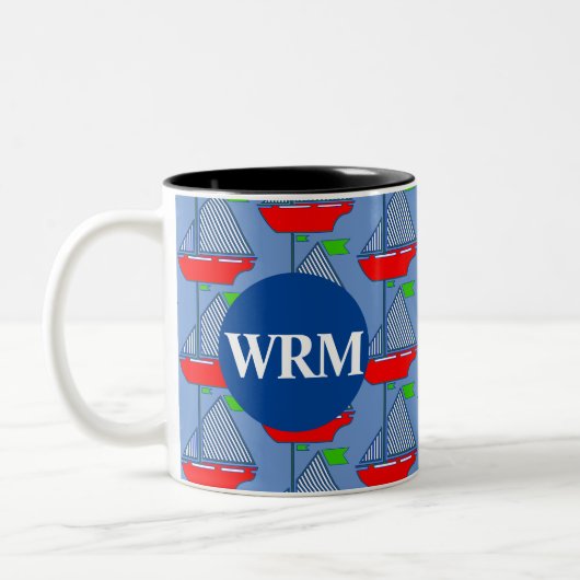 Nautisch Gepersonaliseerd Monogram Koffie Mok Zeil (Links)
