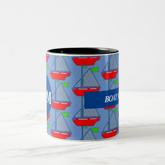 Nautisch Gepersonaliseerd Monogram Koffie Mok Zeil (Center)