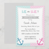 Nautisch Geslacht Onthullen Party Uitnodiging Blau (Voorkant / Achterkant)