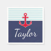 Nautisch Gestreept Patroon Rood Anker Aangepaste t Servetten (Voorkant)