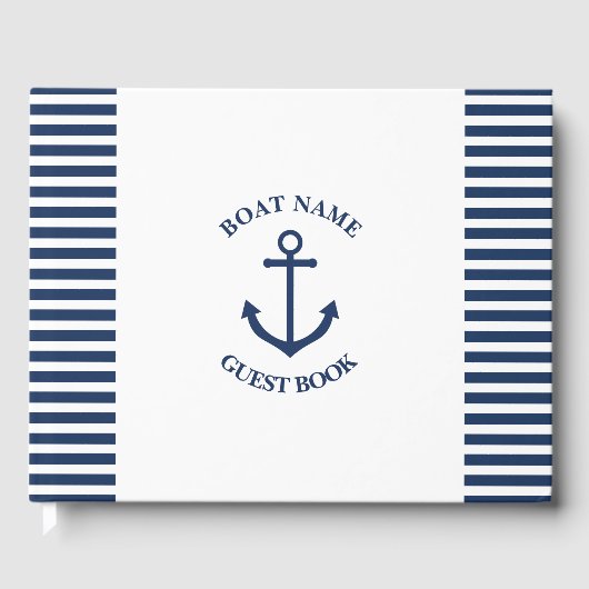 Nautisch gestreepte gastenboek met anker (Voorkant)