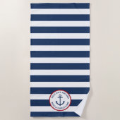 Nautisch gestripte badhanddoek met anker (Voorkant)