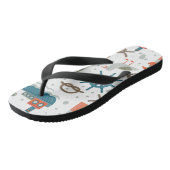 Nautisch gevlekt rood blauwgroen wit patroon teenslippers (Schuin)