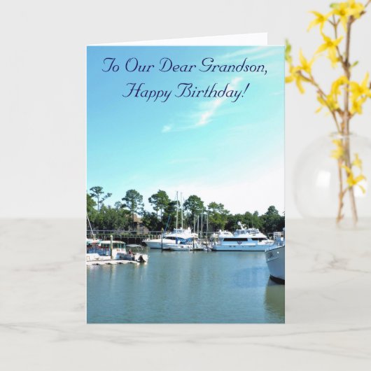 Nautisch & Geweldige, kleinzoon Verjaardag Kaart (Gele Bloem)