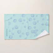 Nautisch Gnoom Monogram Naam Blauwgroen Blauw Wit Bad Handdoek (Handdoek)
