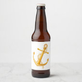 Nautisch Goud Anker Bruiloft Strand Zomerfeest Bier Etiket (Voorkant)