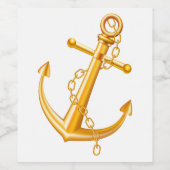 Nautisch Goud Anker Bruiloft Strand Zomerfeest Wijn Etiket (Enkel label)