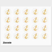 Nautisch Goud Anker Bruiloft Zomer Strand Ronde Sticker (Vel)