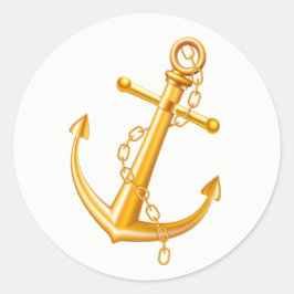 Nautisch Goud Anker Bruiloft Zomer Strand Ronde Sticker