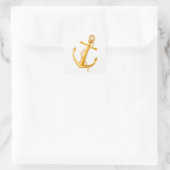 Nautisch Goud Anker Bruiloft Zomer Strand Vierkante Sticker (Tas)