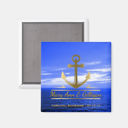 Nautisch Goud Anker Ocean Cruise Bruiloft Favor Magneet (Voorkant / Achterkant)