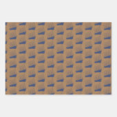 Nautisch goud en marine blauw schip zeilboot inpakpapier vel (Voorkant)