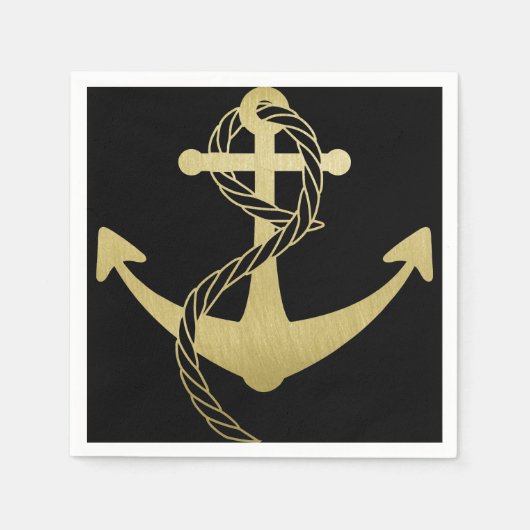 Nautisch goud en zwarte partij servetten (Voorkant)