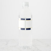 Nautisch, Goud met Navy Stripes Waterfles Etiket (Achterkant)