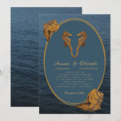 Nautisch Goud Zeepaarden Zee Slakken Strand Bruilo Kaart (Voorkant / Achterkant)