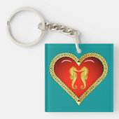 Nautisch goud zeepaardje Keltisch rood hart/aqua Sleutelhanger (voorkant)