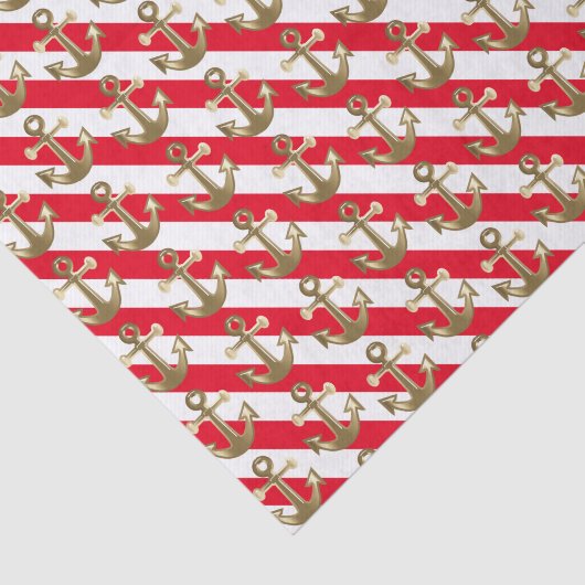 Nautisch | Goudankers | Witte strepen Tissuepapier (Detail)