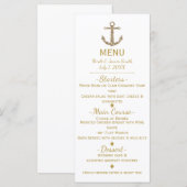 Nautisch gouden glinsterend anker glamour menu kaa (Voorkant / Achterkant)