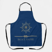 Nautisch Gouden Stuurwiel,Marineblauw Schort (Voorkant)